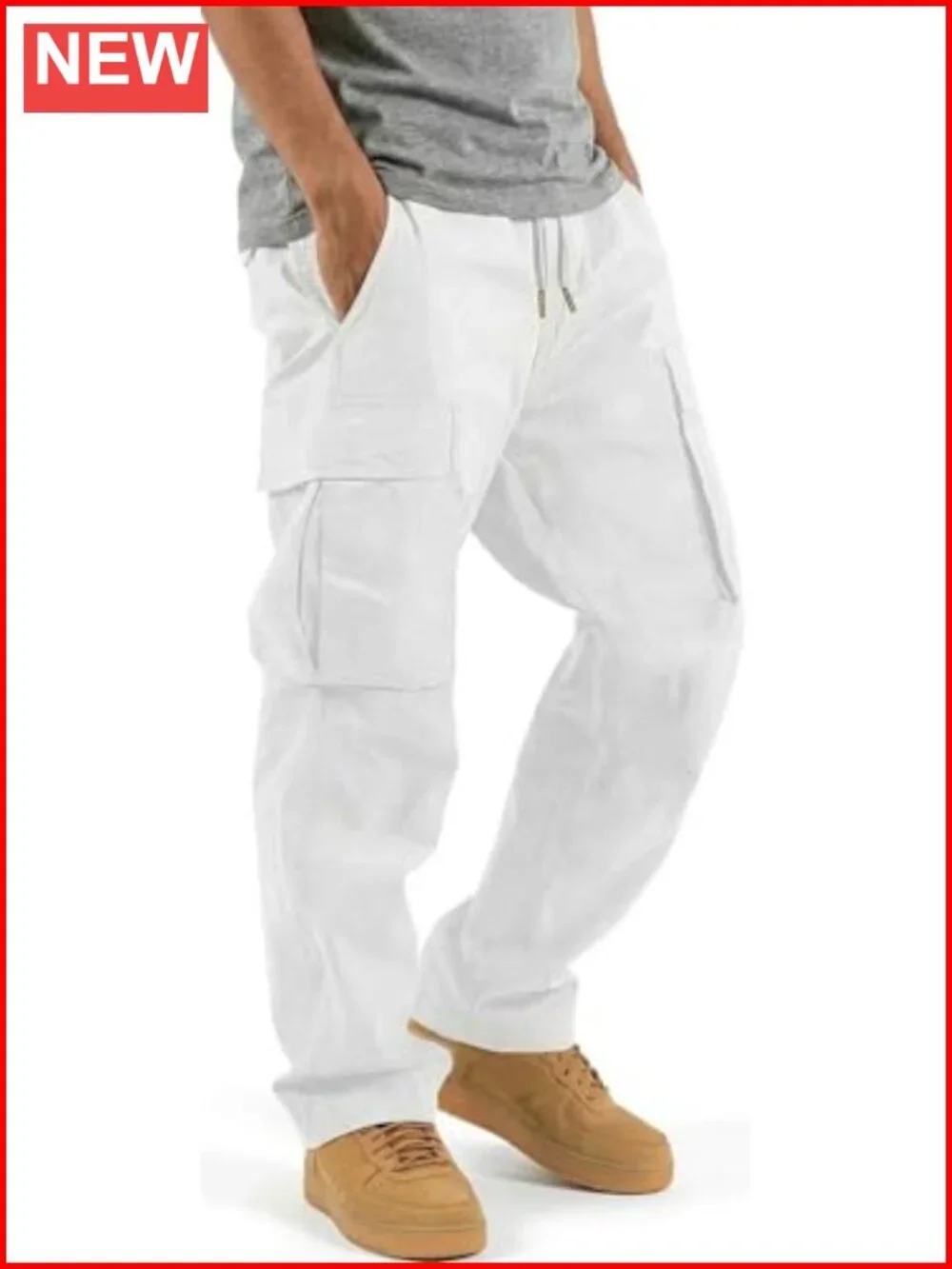 Cotton Stretch Cargo Joggers with 6 Pockets Straight Leg Casual Hiking Pants